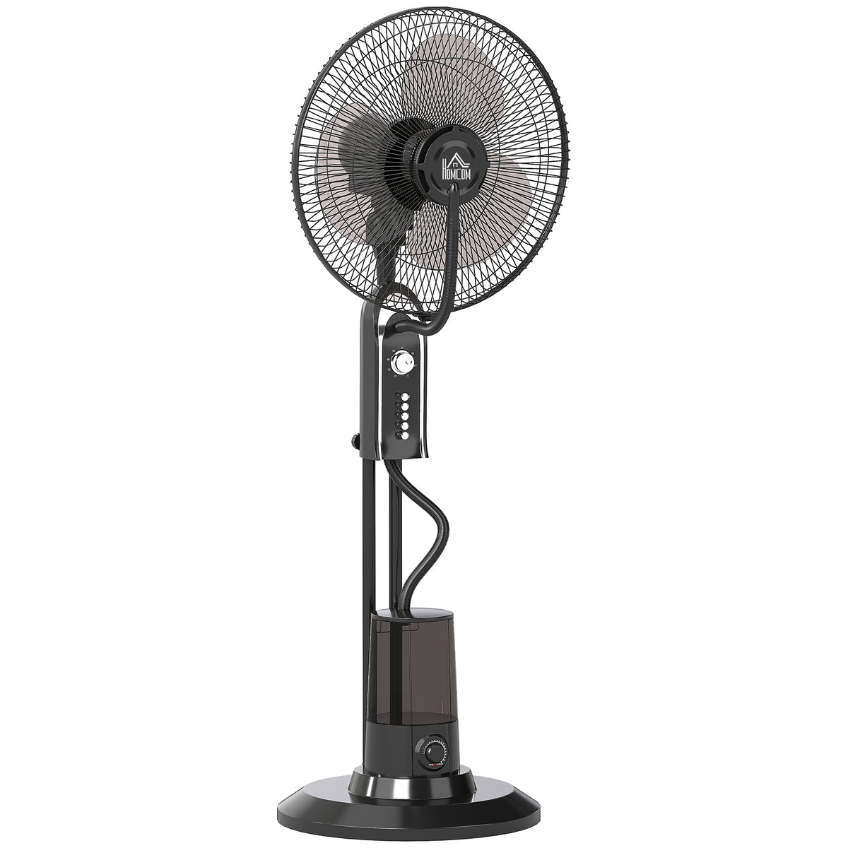 HOMCOM Pedestal Fan with Water Mist Spray, Spray Misting Fan with 70° Oscillation, Tilt Head, 3 Speeds, 3 Modes, Adjustable Mist, 3.2L Water Tank, for Home, 120 cm