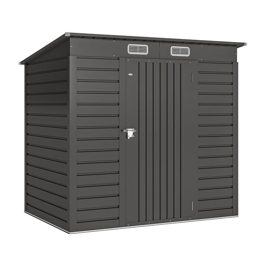 Outsunny 4 x 6ft Galvanised Metal Garden Shed, with Locking Door - Grey