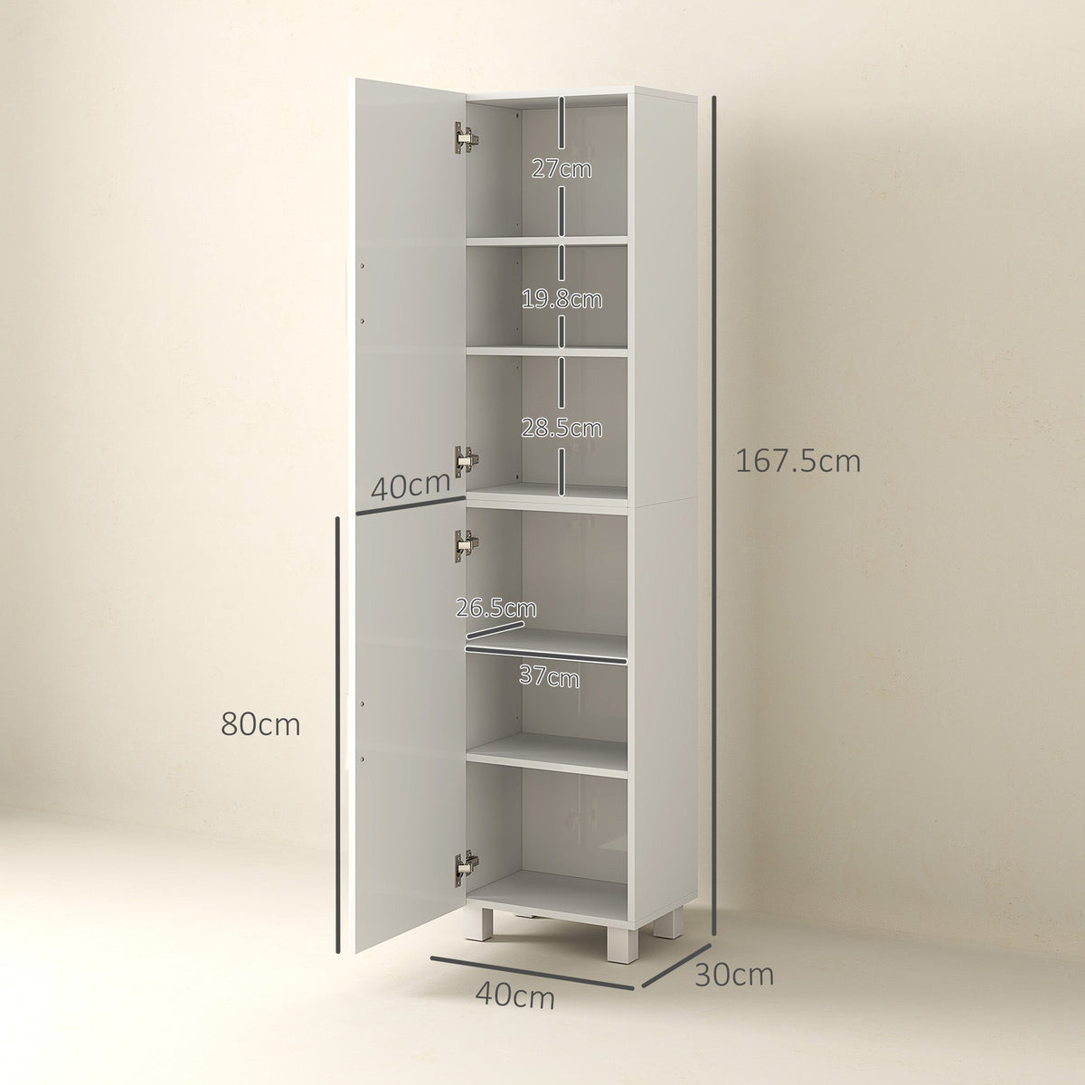 HOMCOM Tall Bathroom Cabinet, Freestanding Bathroom Cabinet with Adjustable Shelves and Double Doors - product image 3