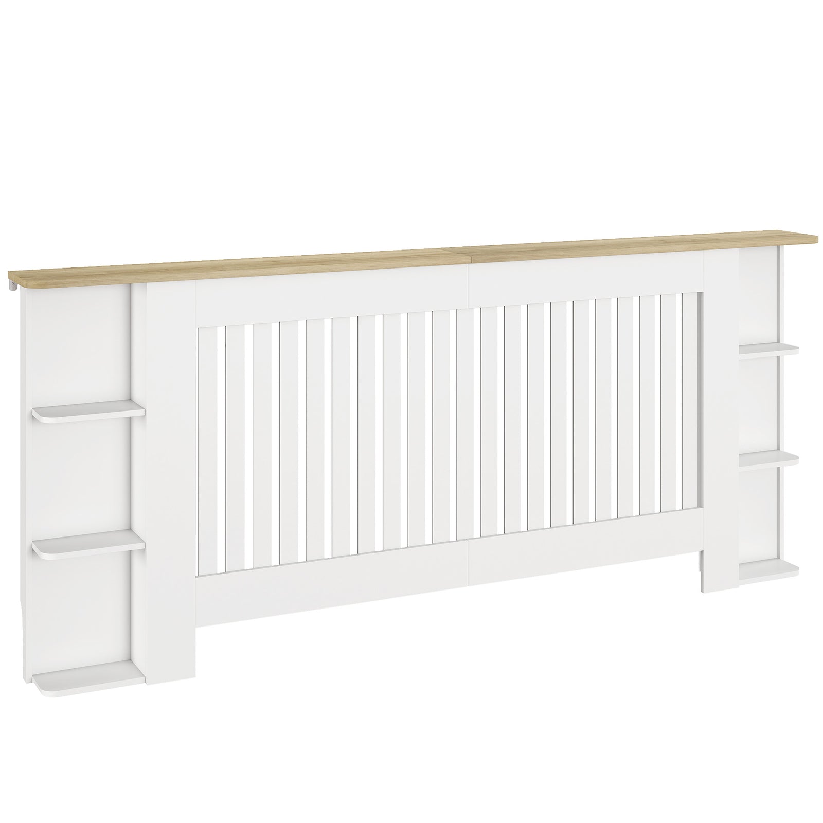 HOMCOM Radiator Cover with Open Storage Shelves, Vertical Slatted Cabinet Shelf Heater Cover for Living Room, Hallway, Extra Large, White