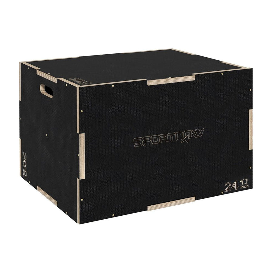 SPORTNOW Multi-Faceted Jump Box, Wooden Step Up Box, for Home, Gym, Exercise, 41/51/61cm - Black