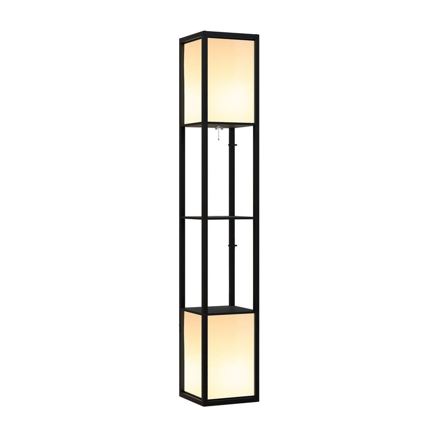 HOMCOM Modern Shelf Floor Lamp with Dual Ambient Light, Standing Lamp Living Room, Bedroom, 156cm, Black