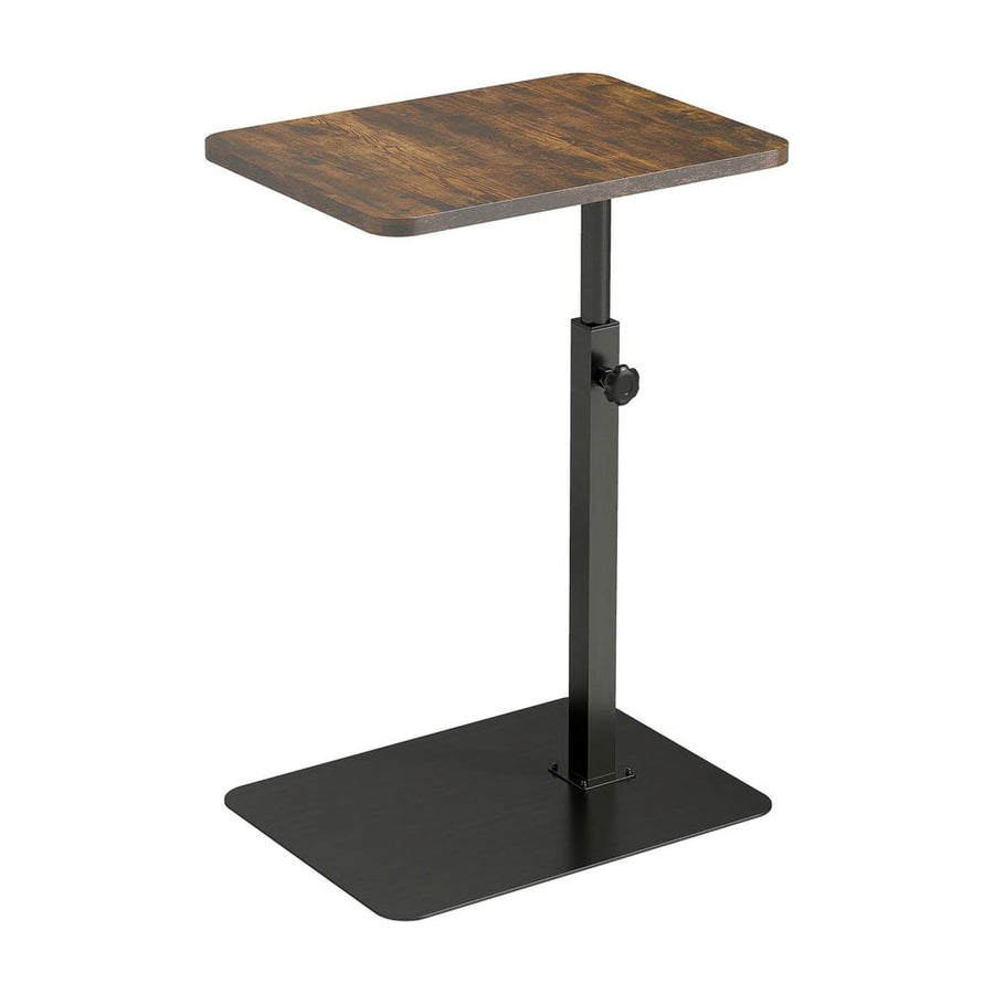 HOMCOM C Shaped Side Table, Small End Table with Adjustable Height and Metal Base for Living Room, Bedroom, Rustic Brown