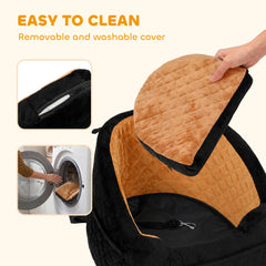 PawHut Dog Car Seat, Detachable Washable Dog Booster Seat with Thick Cushion, Seat Belt, Pockets for Small Under 10kg, Brown