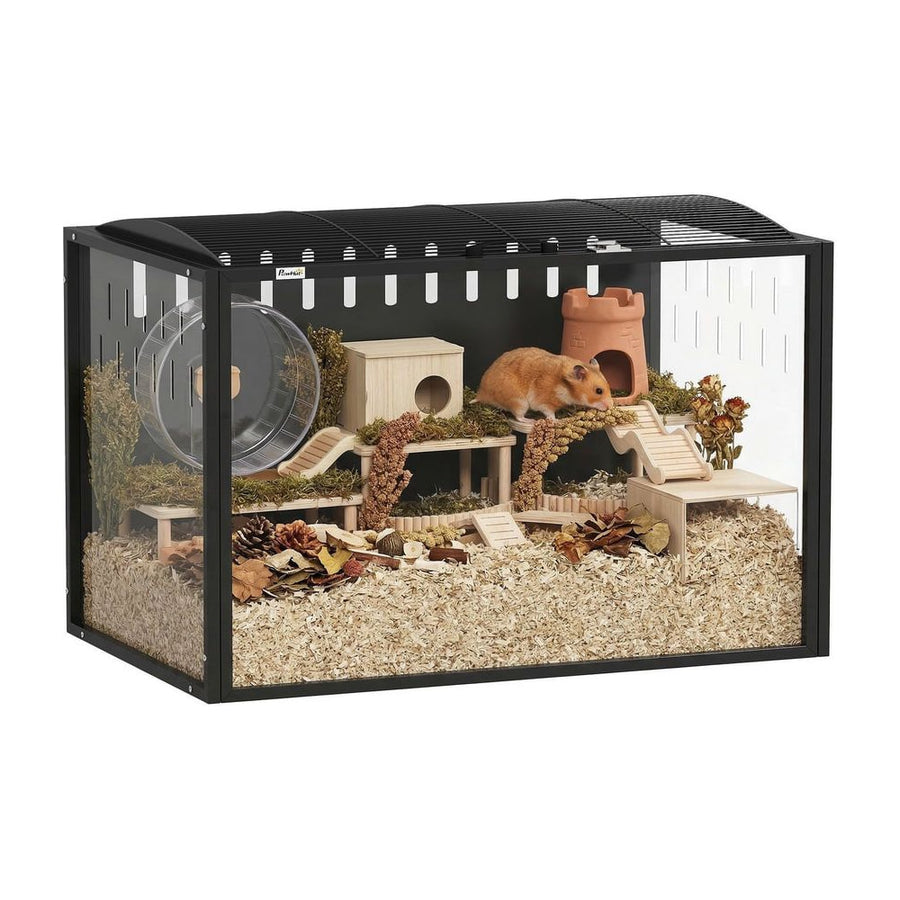 PawHut Hamster Cage Steel Chewproof with Openable Top, Deep Burrow for Dwarf Syrian Hamster, Gerbil, Rats, 81 x 51 x 53 cm