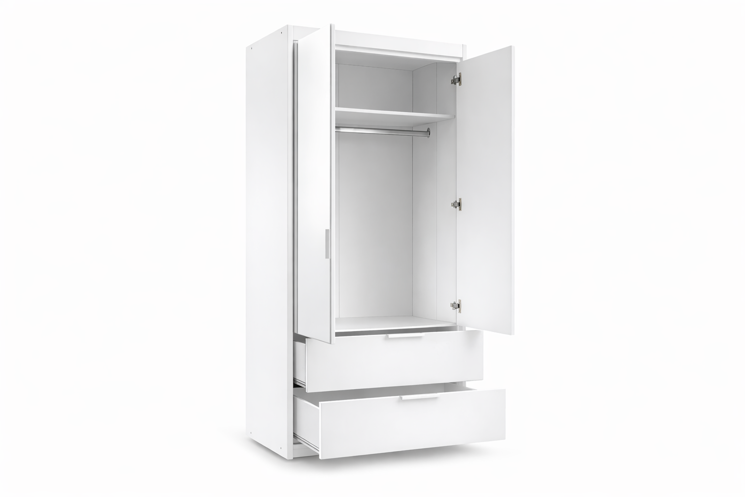 White Mirrored Hinged Door Wardrobe 103cm – HARTLEY