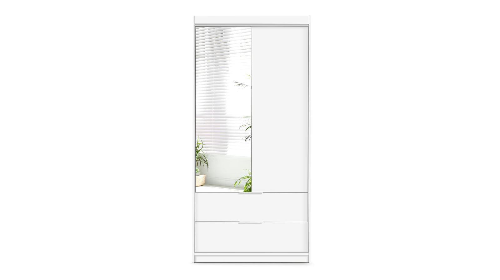 White Mirrored Hinged Door Wardrobe 103cm – HARTLEY