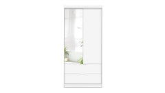 White Mirrored Hinged Door Wardrobe 103cm – HARTLEY