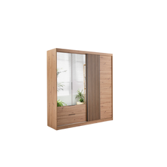 Oak Artisan Mirrored Hinged Sliding Door Wardrobe 203cm – HARTLEY