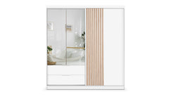 White Mirrored Hinged Sliding Door Wardrobe 203cm – HARTLEY