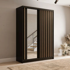 Aluna Sliding Door Wardrobe 155cm in Black, image 5