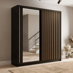 Aluna Sliding Door Wardrobe 205cm in Black, image 5