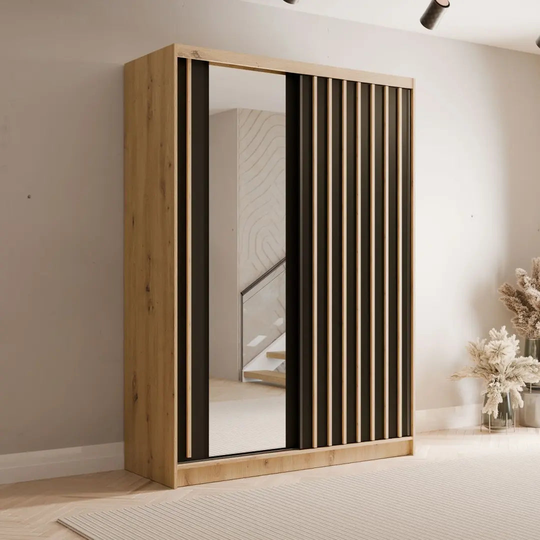 Aluna Sliding Door Wardrobe 155cm in Oak Artisan, image 9