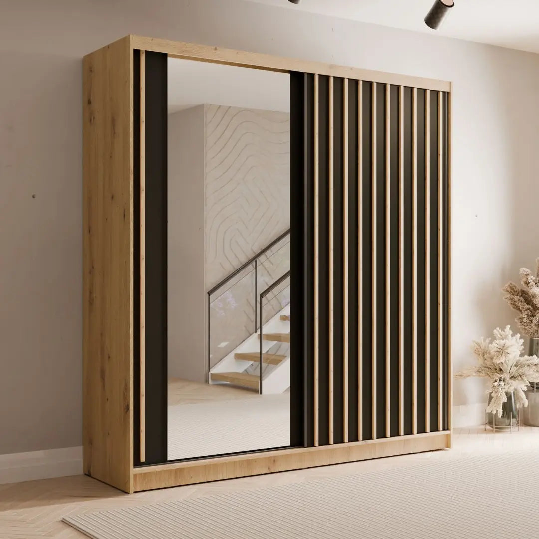 Aluna Sliding Door Wardrobe 205cm in Oak Artisan, image 9