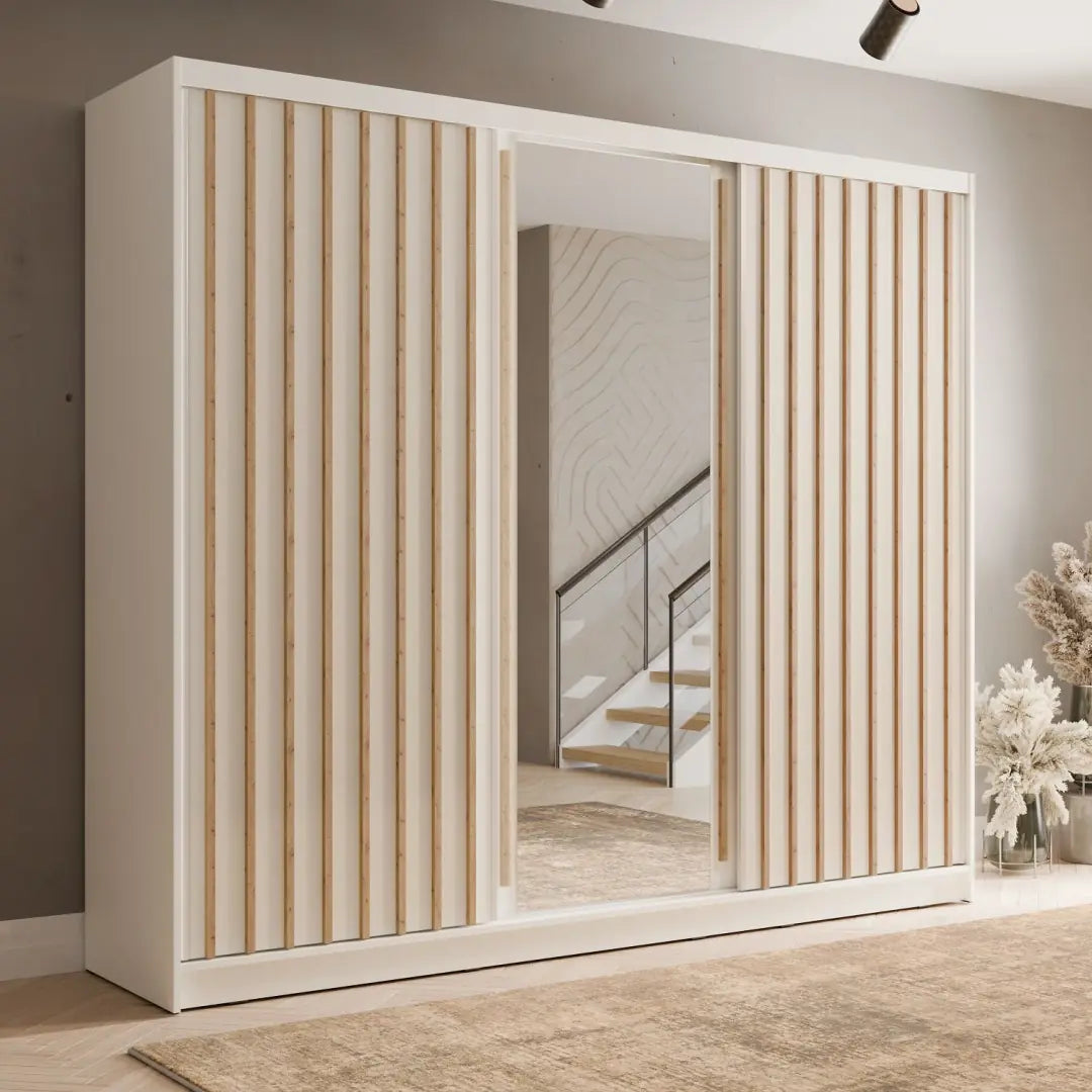 Aluna Sliding Door Wardrobe 248cm in White