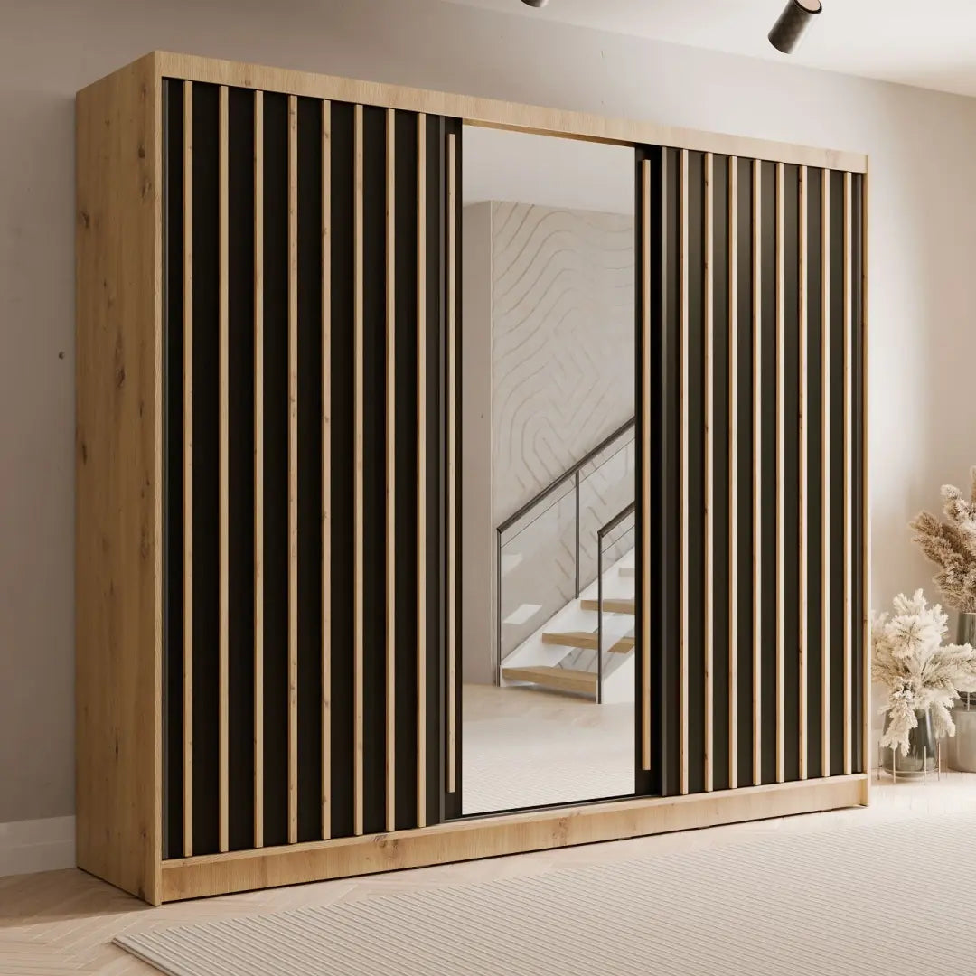 Aluna Sliding Door Wardrobe 248cm in Oak Artisan, image 9