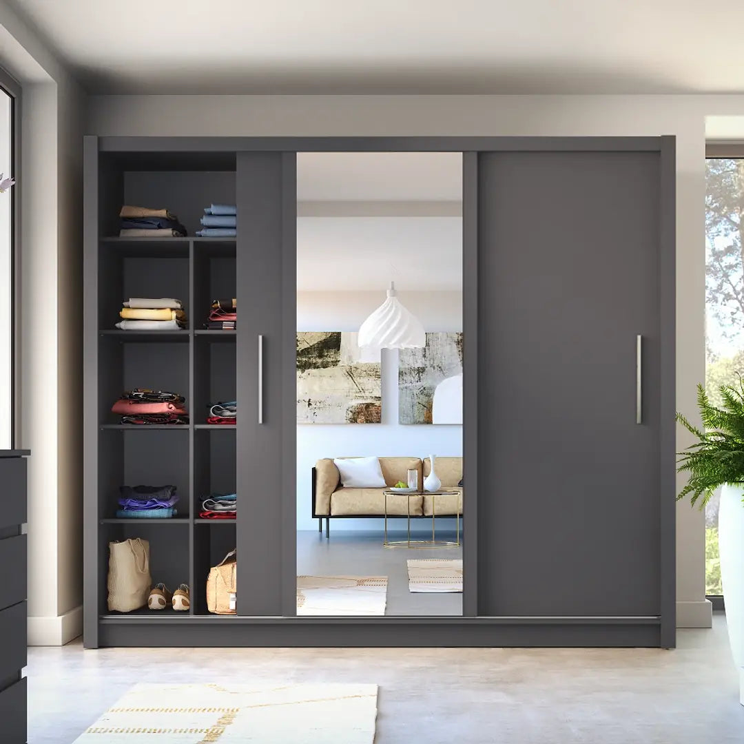Baku 13 Sliding Door Wardrobe 248cm in Graphite, image 3