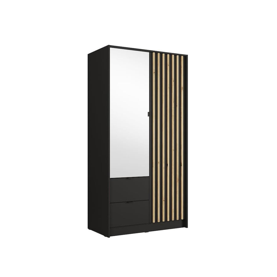 Katania Hinged Door Wardrobe 102cm in Black
