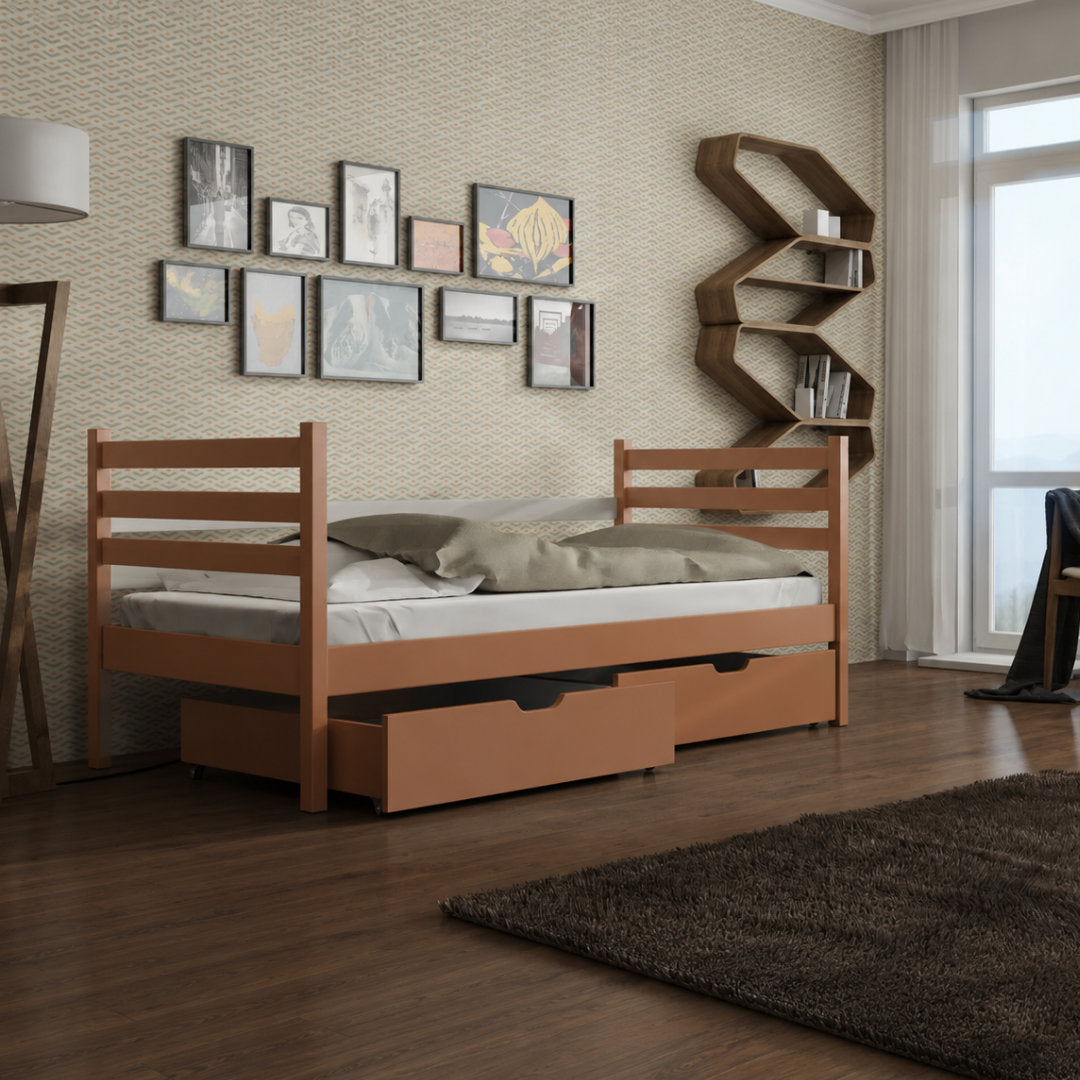 Wooden Single Bed Melanie with Storage in Cinnamon, image 8