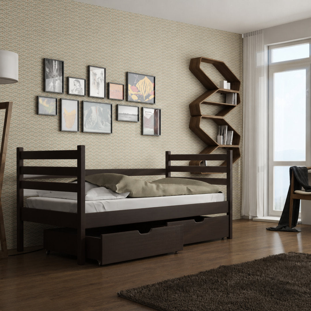 Wooden Single Bed Melanie with Storage in Dark Chocolate, image 9