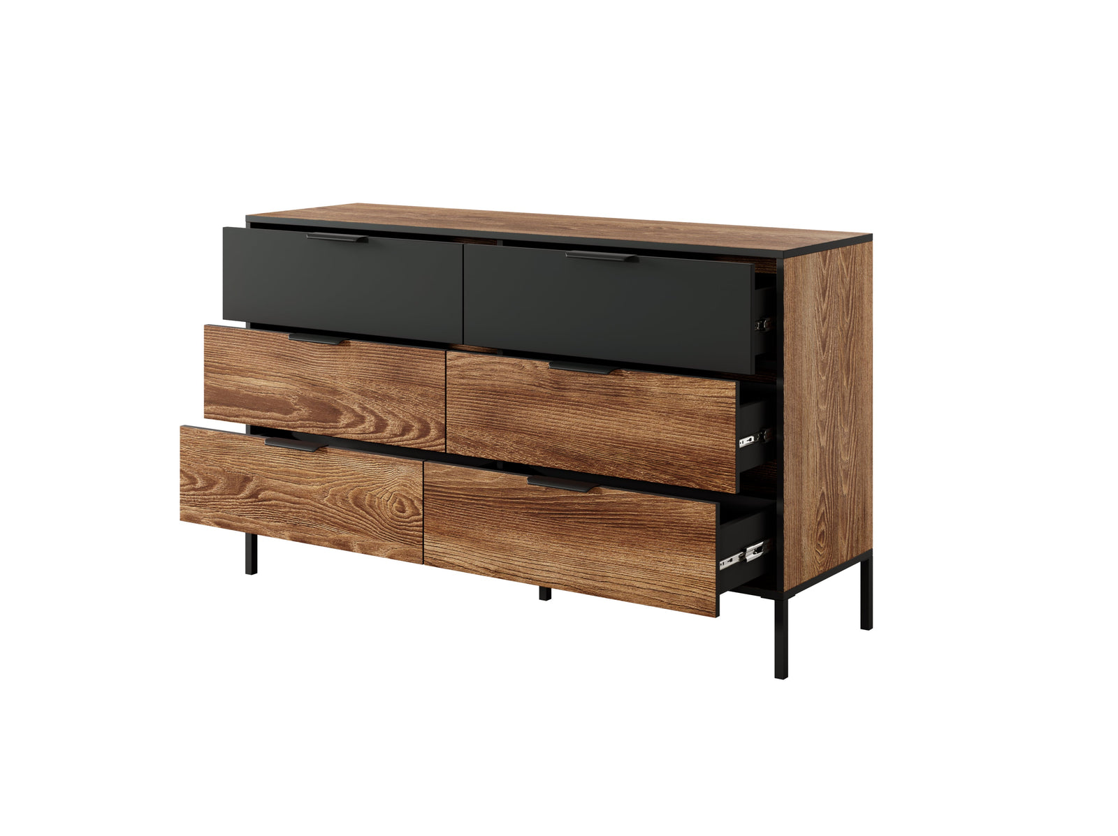 Chest od Drawers 6S MILTON Oak Chestnut & Anthracite