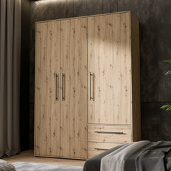 Mokkaris Hinged Door Wardrobe 144cm in Oak Artisan, image 17