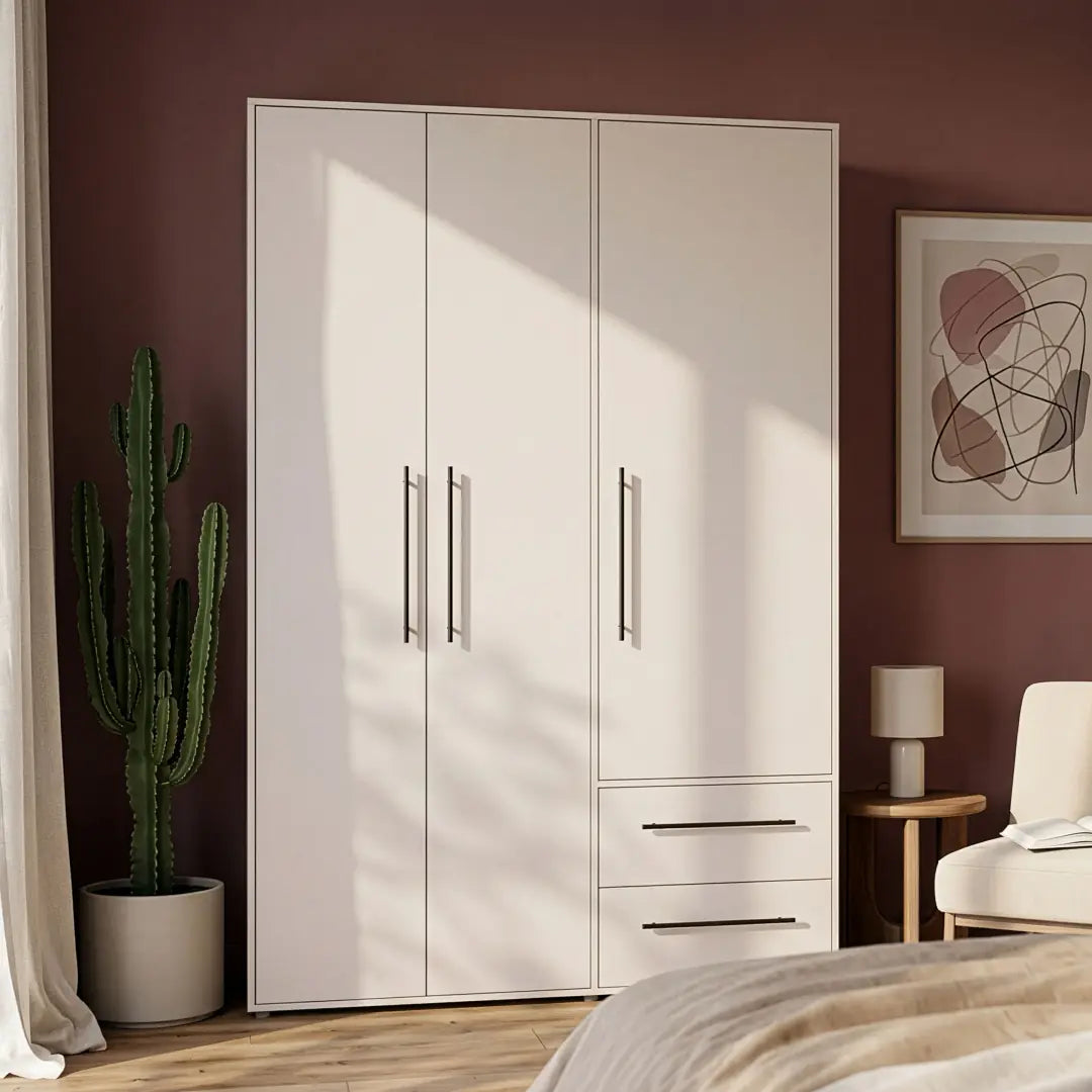 Mokkaris Hinged Door Wardrobe 144cm in Sand, image 24