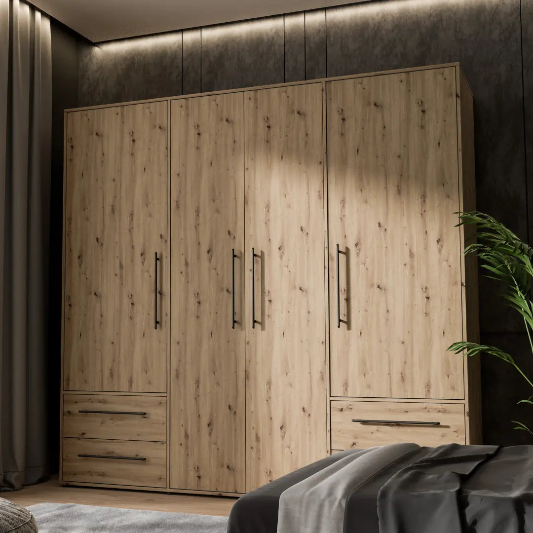 Mokkaris Hinged Door Wardrobe 206cm in Oak Artisan, image 17