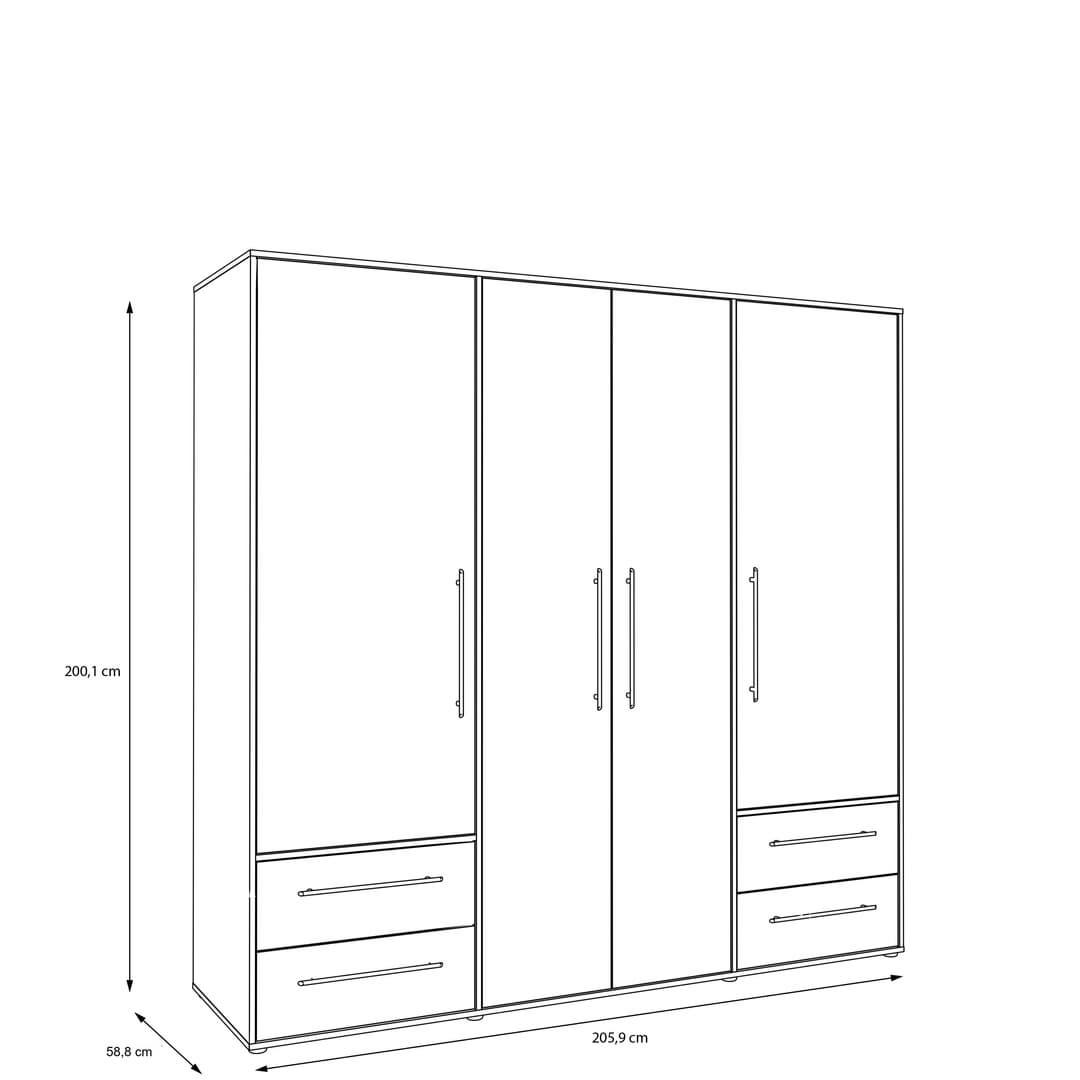 Mokkaris Hinged Door Wardrobe 206cm, image 7