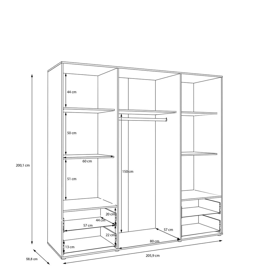 Mokkaris Hinged Door Wardrobe 206cm, image 8
