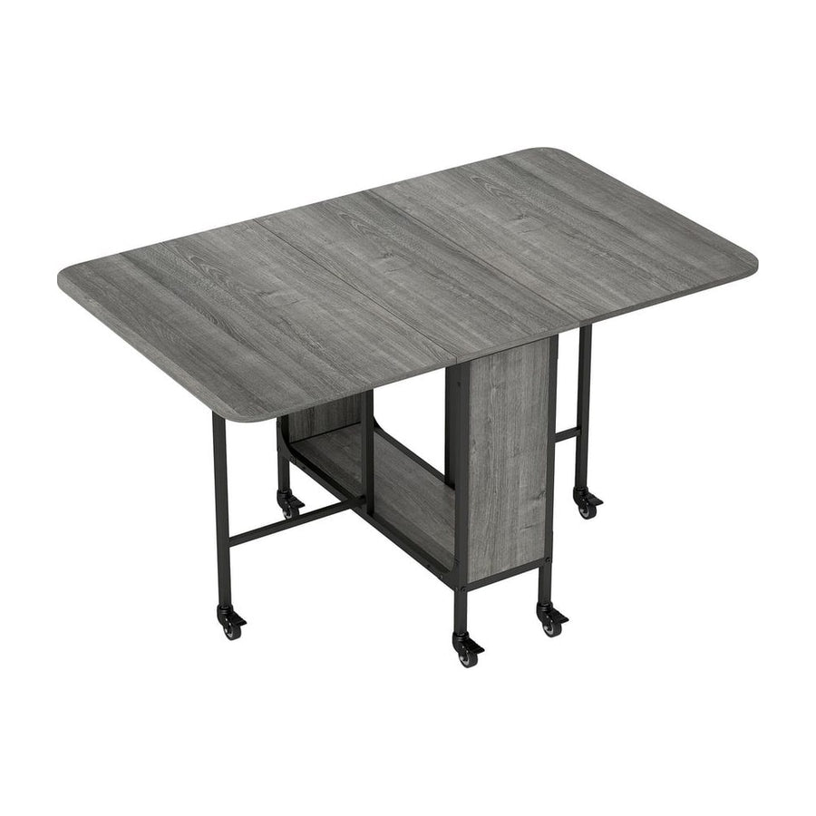 HOMCOM Six-Person Drop Leaf Dining Table - Grey/Black