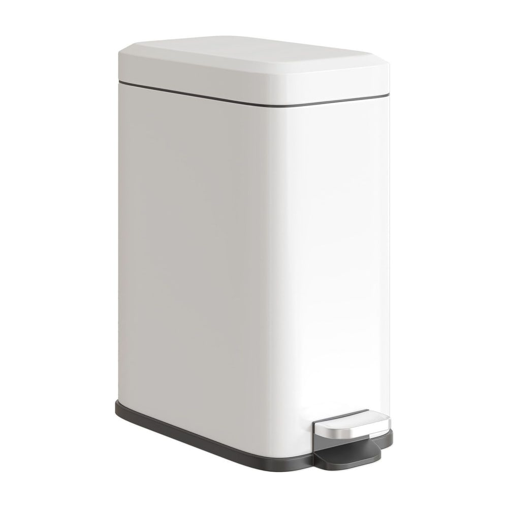 HOMCOM 5L Rectangular Compact Bin Steel Body Removable Bucket Quiet-Close Lid w/ Pedal Lid Rubbish Trash Can Home Office