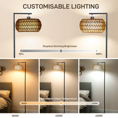 HOMCOM Boho Dimmable Floor Lamp - Black