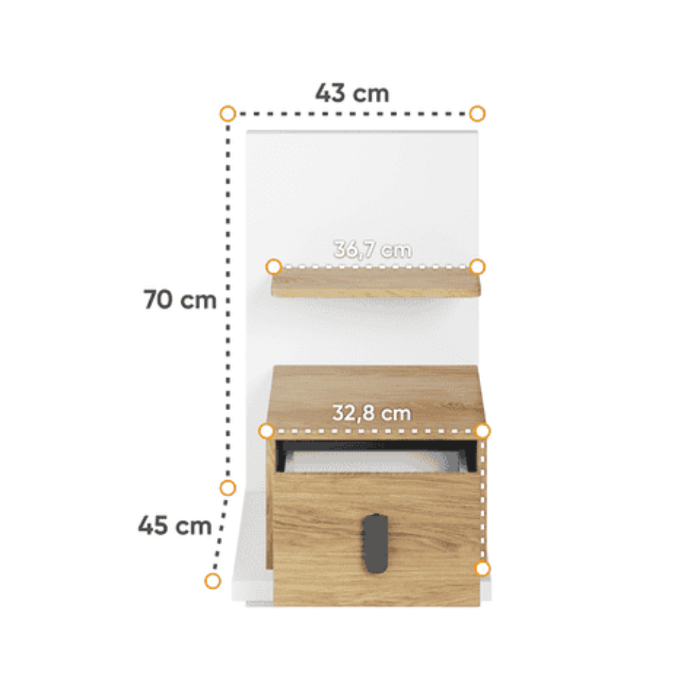 Massi MS-08 Bedside Table 43cm - product image 3