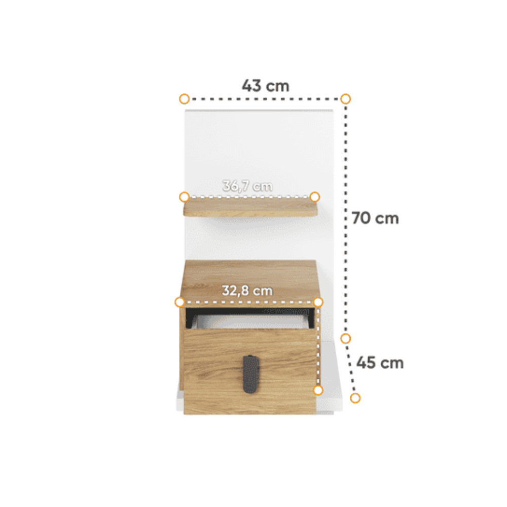 Massi MS-08 Bedside Table 43cm - product image 6