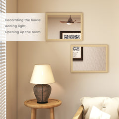 HOMCOM Wall Bathroom Mirror, 30 x 40 cm Wall-Mounted Mirror for Living Room, Bedroom, Hallway, Set of 2, Natural