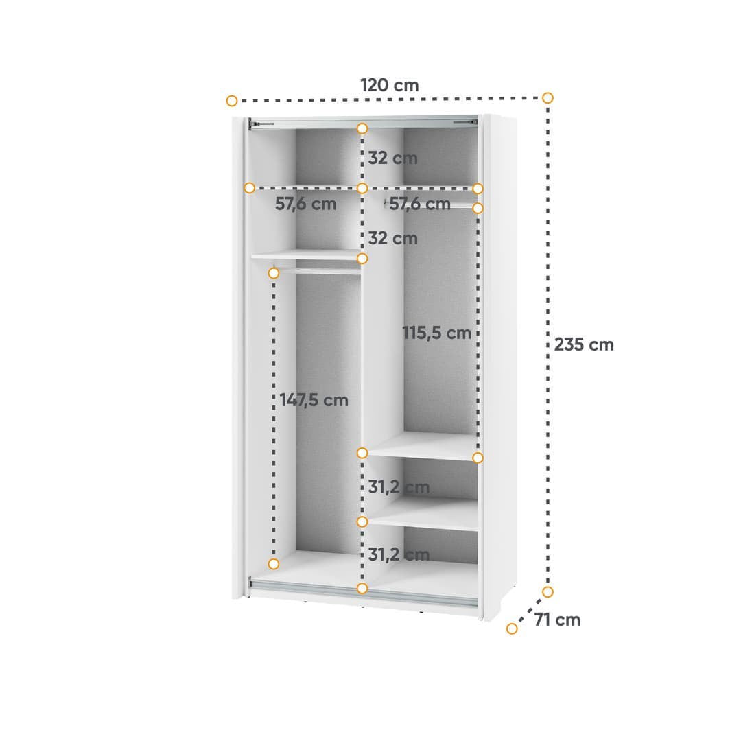 Maxi MX-01 Sliding Door Wardrobe 120cm - product image 4