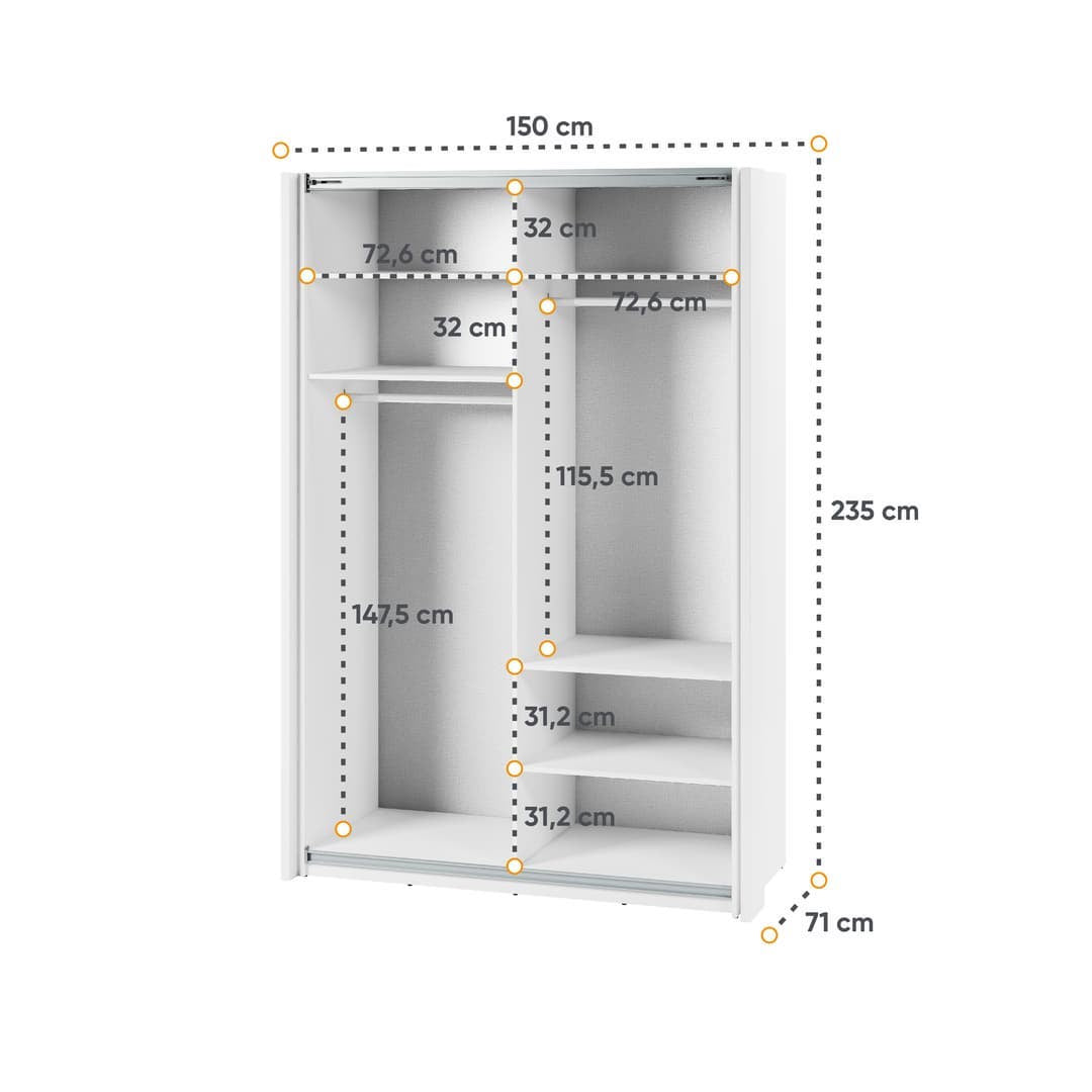 Maxi MX-02 Sliding Door Wardrobe 150cm - product image 4