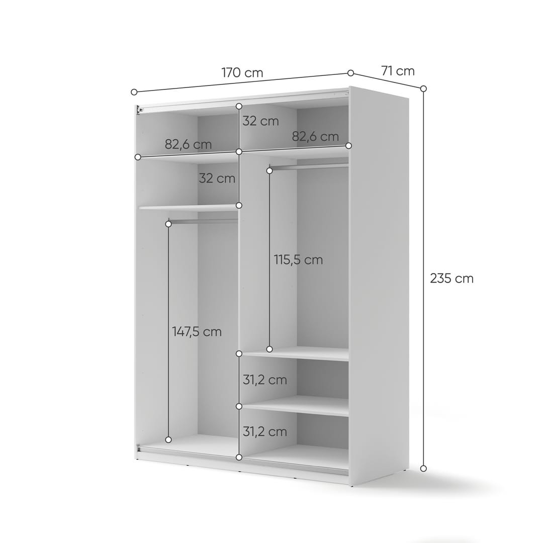 Maxi MX-03 Sliding Door Wardrobe 170cm - product image 3