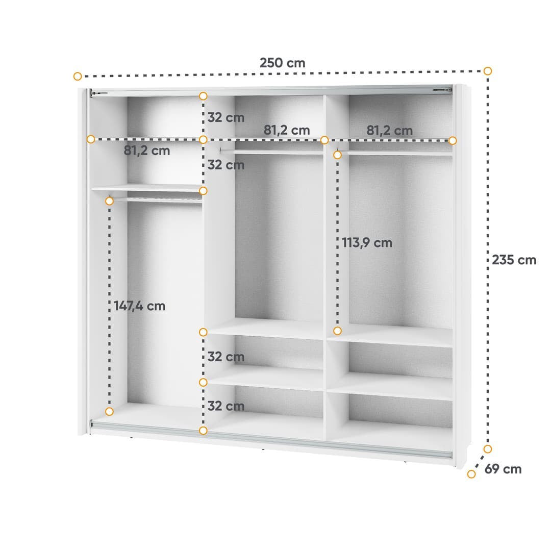 Maxi MX-06 Sliding Door Wardrobe 250cm - product image 4