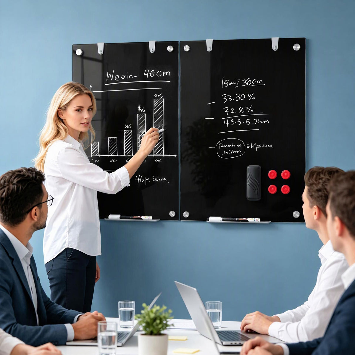 Magnetic Glass Board 24" x 36" in Black, image 2