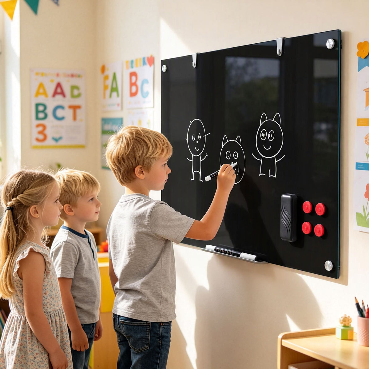 Magnetic Glass Board 24" x 36" in Black, image 3