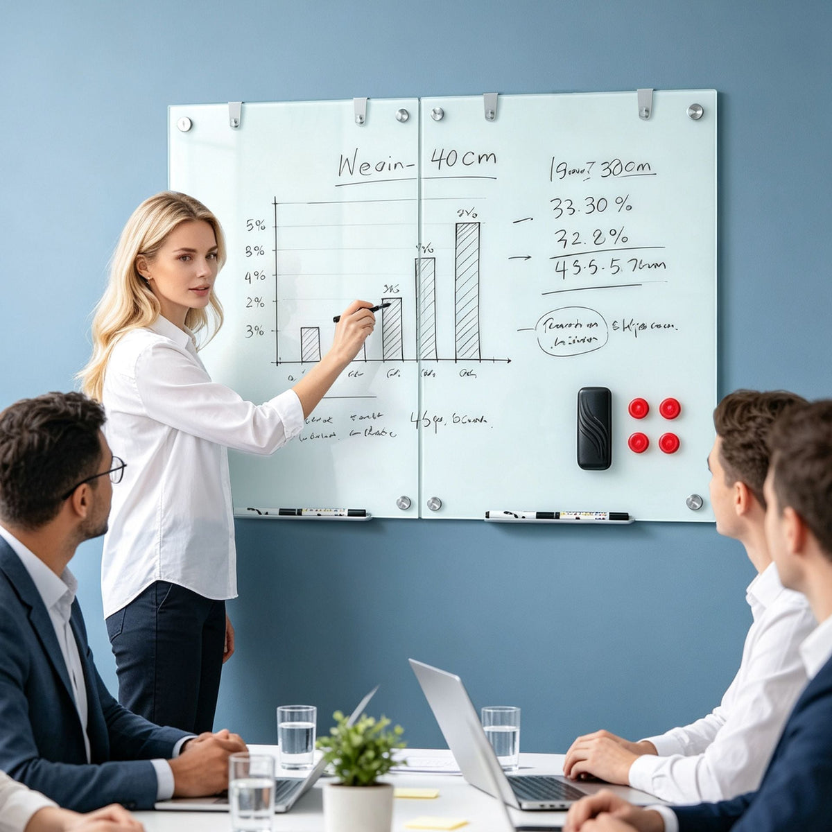 Magnetic Glass Board 24" x 36" in White, image 2