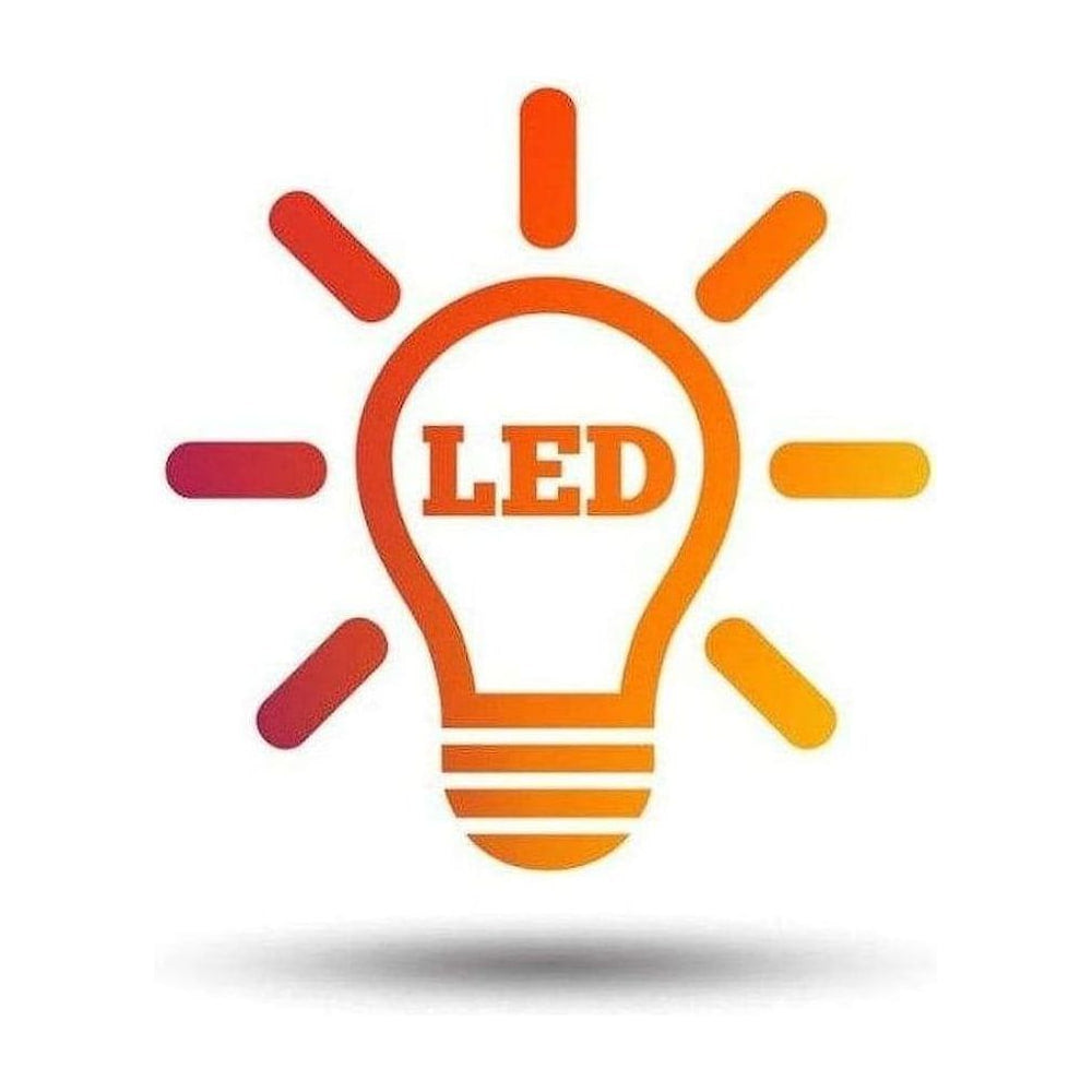 Colorful light bulb icon with 'LED' text on a white background