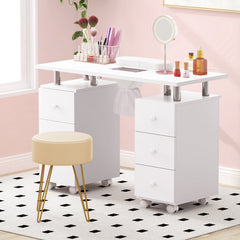 Manicure Table Nail Desk with Electric Dust Collector-White