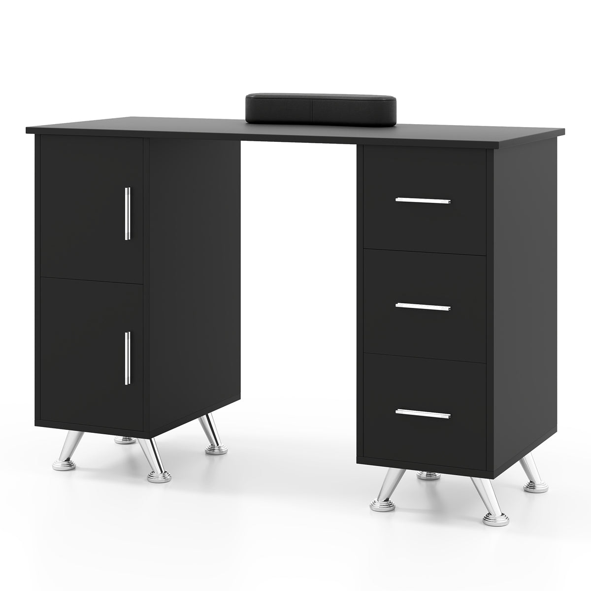 Manicure Table with 8 Metal Legs and Wrist Pad-Black