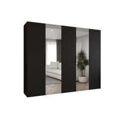Three-quarter view of the black Marbella II Hinged Door Wardrobe 250cm
