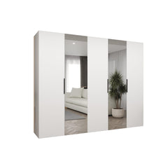 Three-quarter view of the white Marbella II Hinged Door Wardrobe 250cm