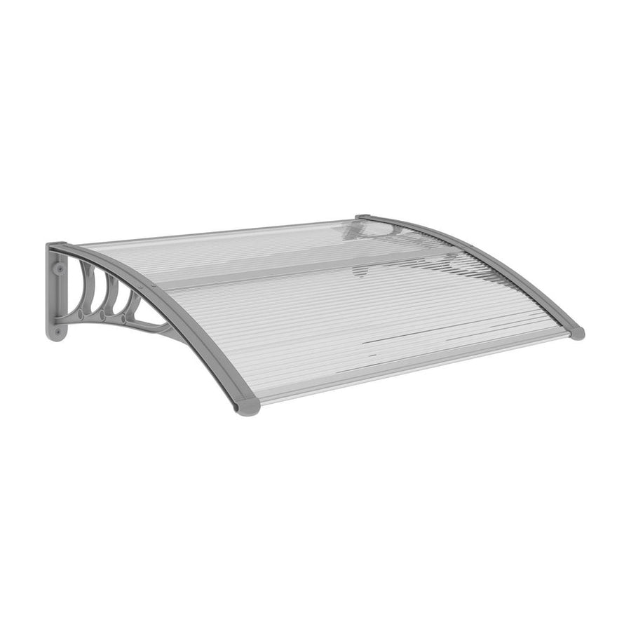 Outsunny Front Door Canopy Outdoor Awning Aluminium Rigid Plastic Polycarbonate Rain Shelter UV Water Rain Resistant 100 x