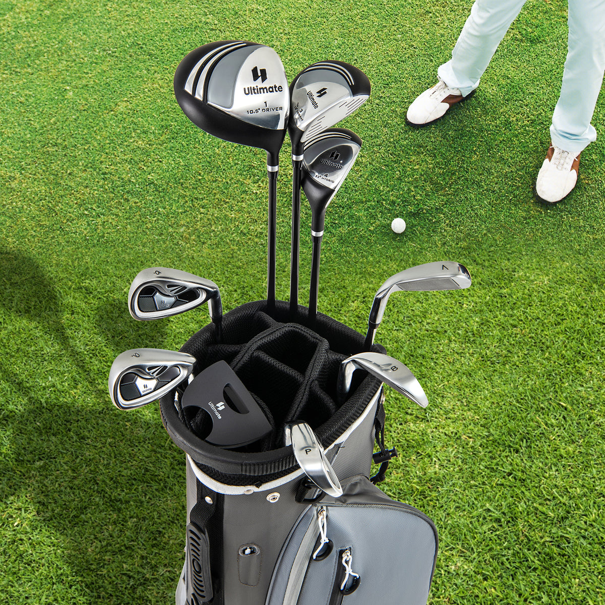 Men's Right Handed Complete Golf Clubs Set-Grey